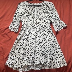 Black and white polka dot quarter sleeve dress